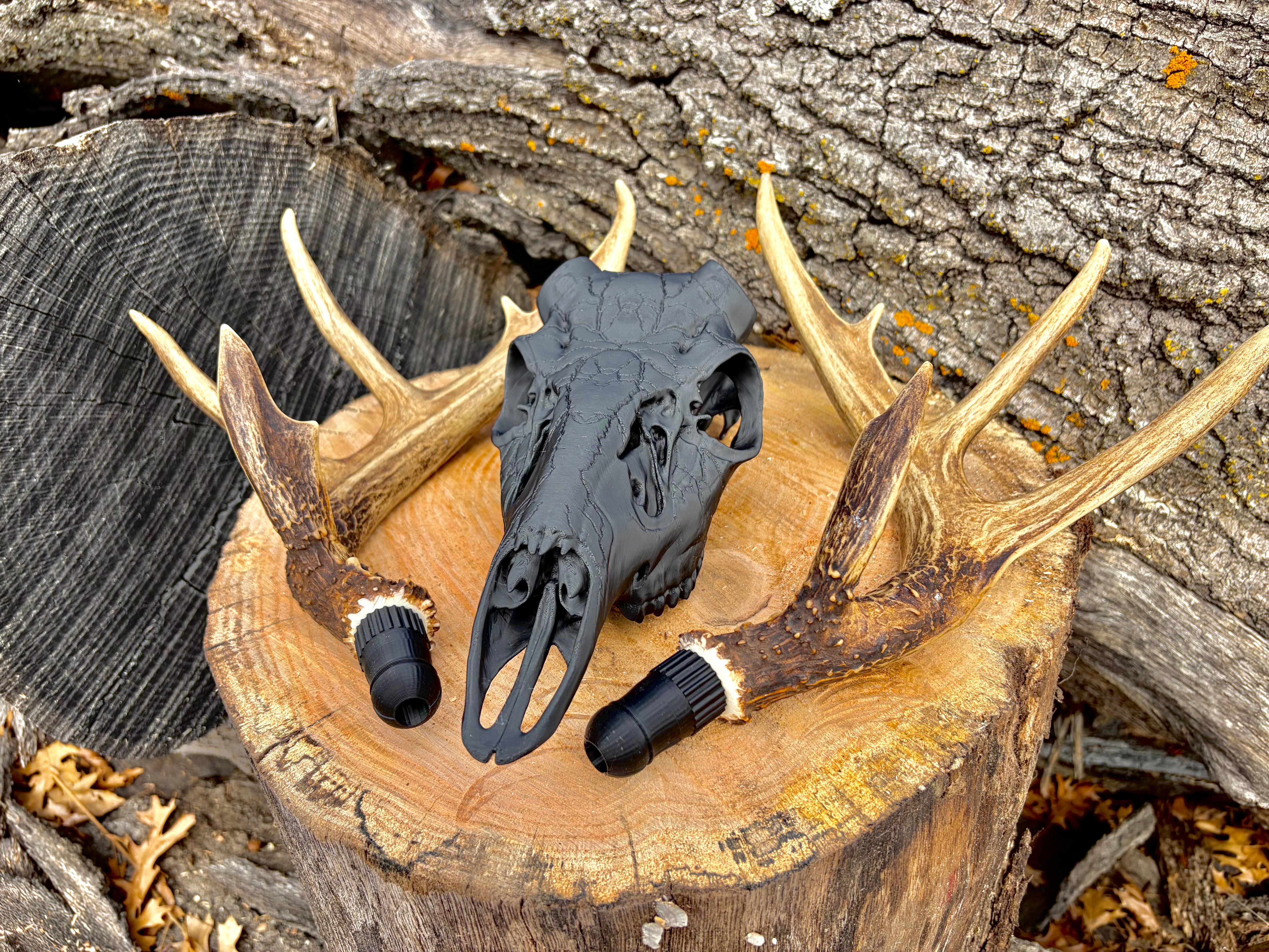 3D Printed European Deer Skull - Midnight Lightning Whitetail
