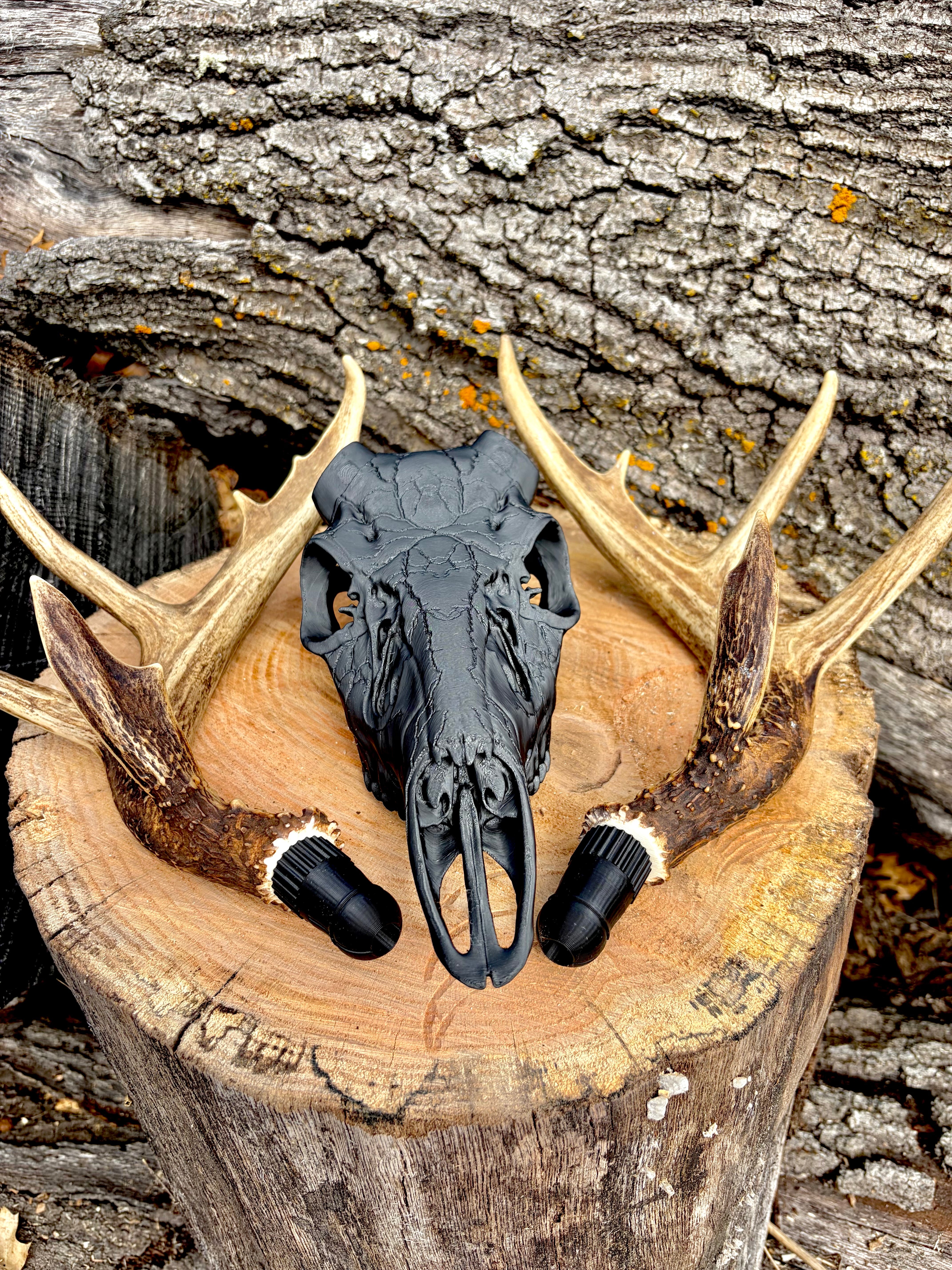 3D Printed European Deer Skull - Midnight Lightning Whitetail