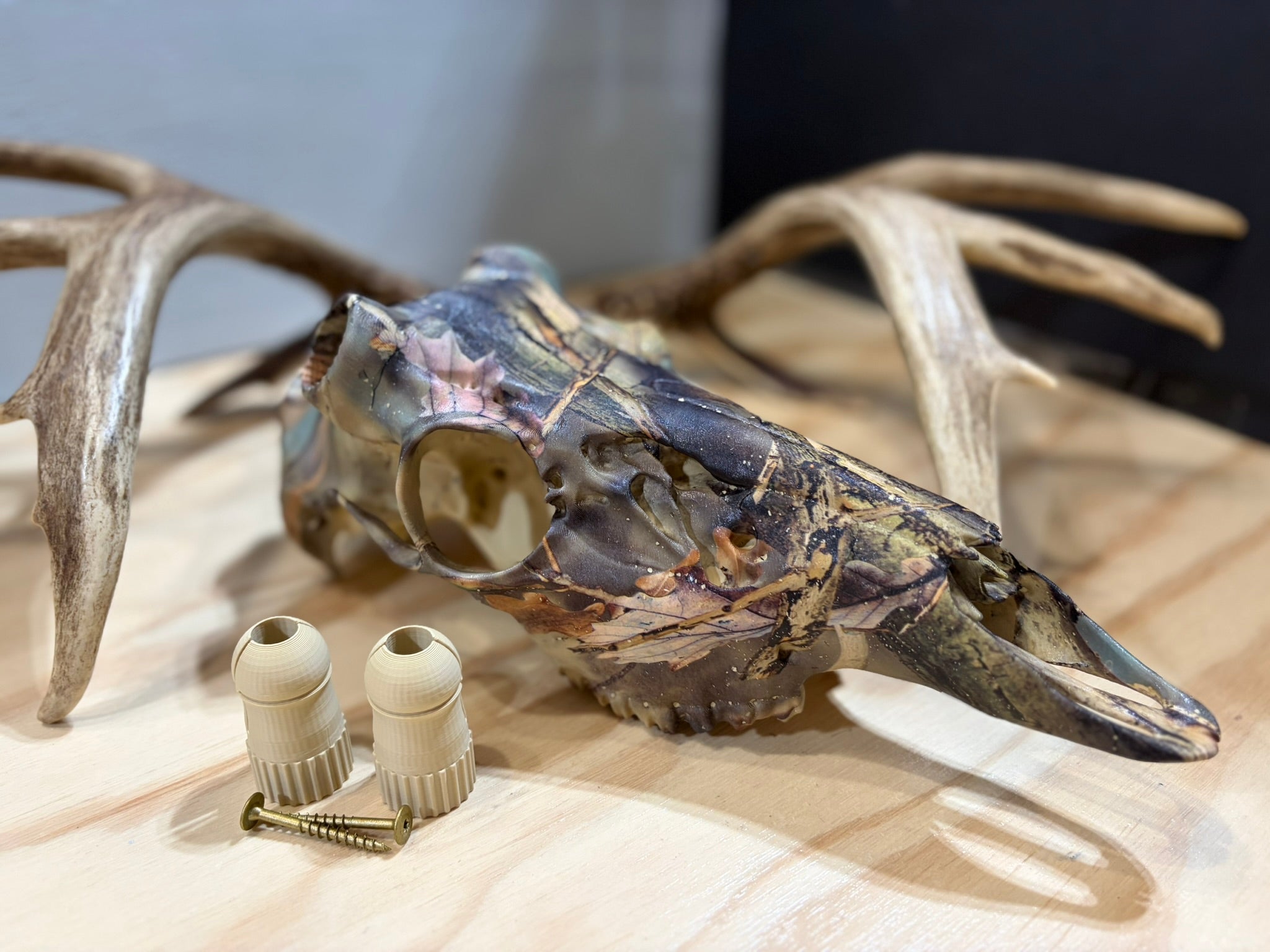 Hydro Dipped 3D Printed Whitetail Deer Skull Mount