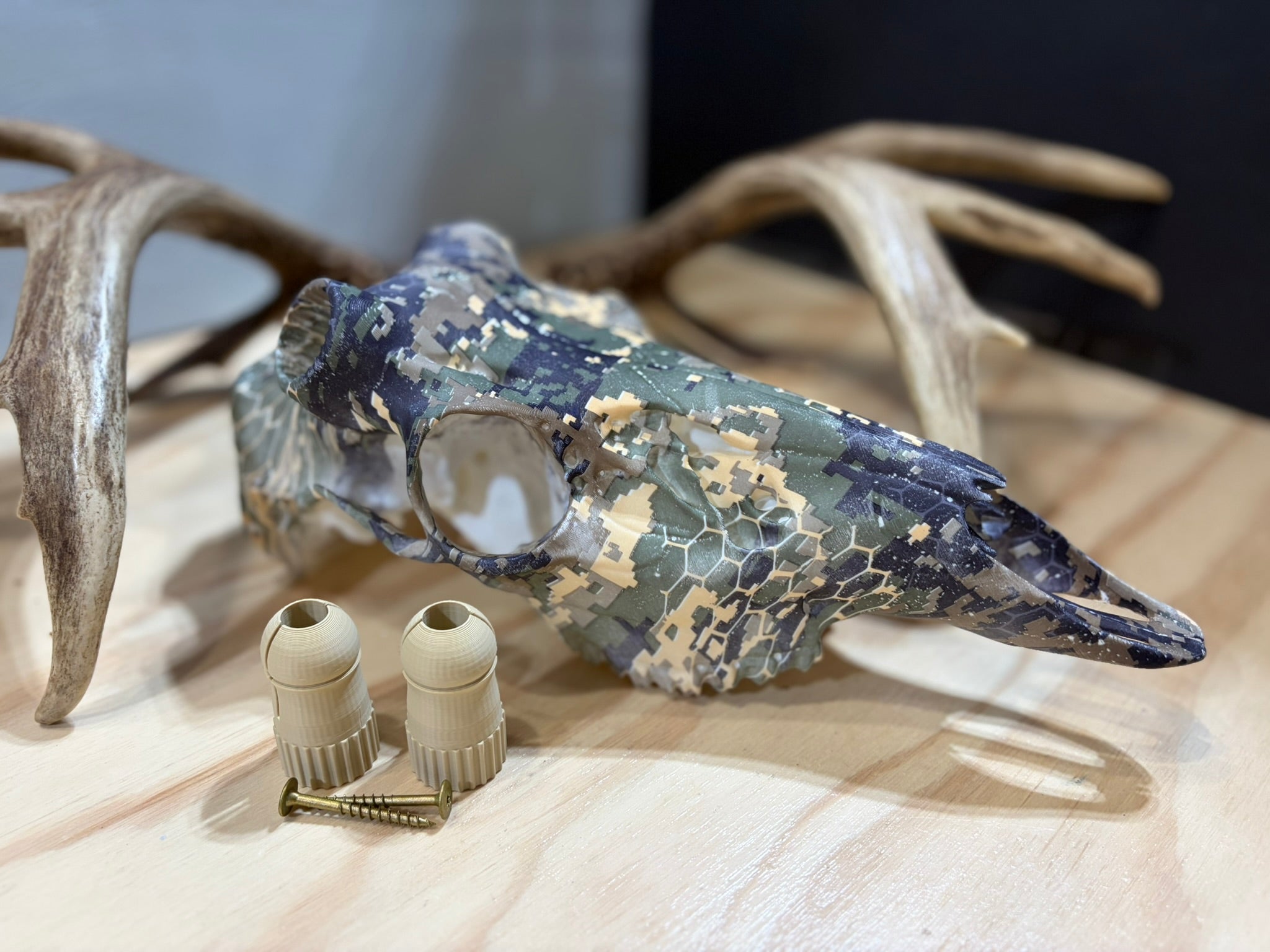 Hydro Dipped 3D Printed Whitetail Deer Skull Mount